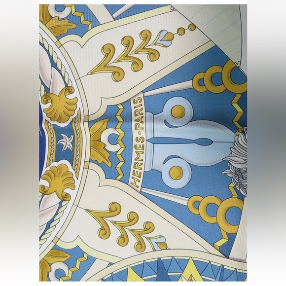 Hermes Blue and Gold Nautical Silk Scarf - Picture 7 of 12